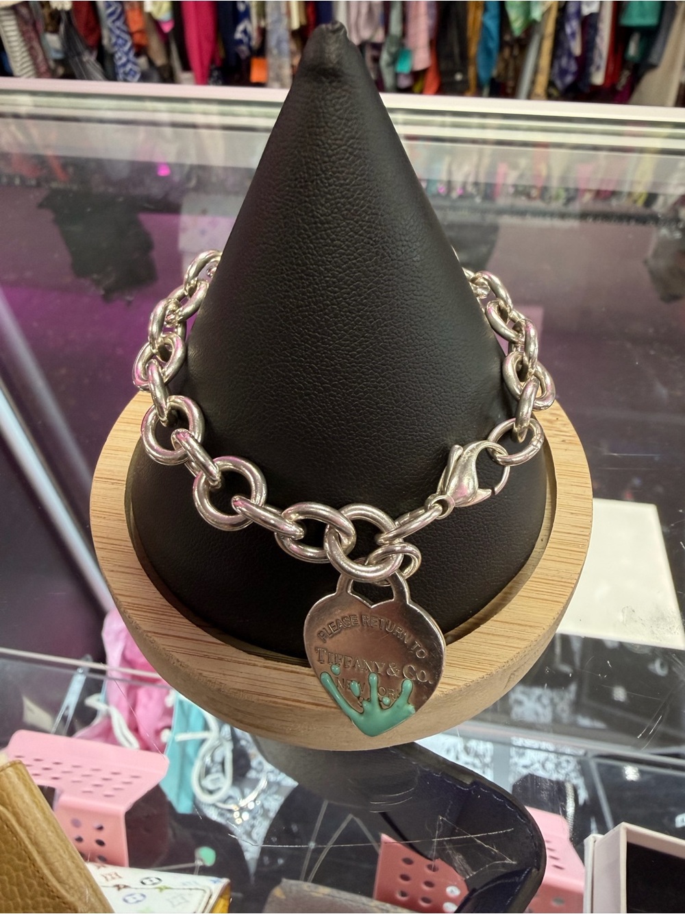 Return to Tiffany Blue Enamel Color Splash Heart Tag Charm Bracelet
